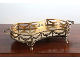 Antique Brass Garland Footed Tray